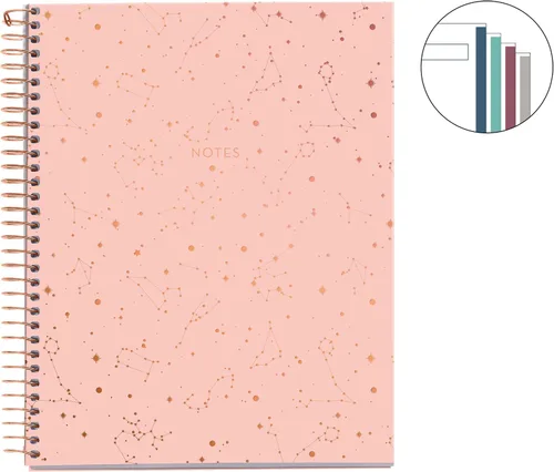 Vista 2 de Miquelrius M Fashion - Cuaderno de espiral de 4 temas, rayado A5-8.25 x 5.87 pulgadas, 120 hojas de papel pesado blanco, sujetos separados por
