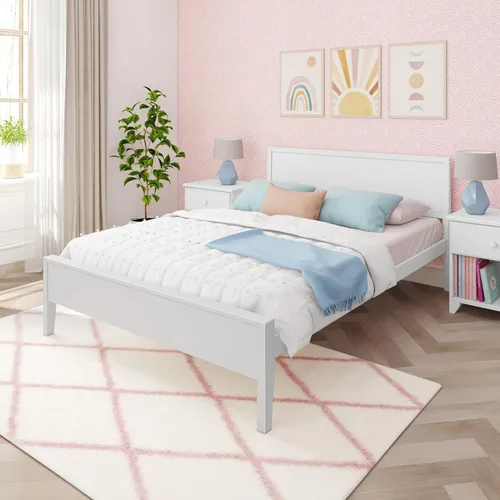 Vista 16 de Max & Lily Cama Full, Marco de Cama Full de Madera Maciza con Cabecera de Panel, Cama Full para Niños con Soporte de Listones de Madera, No Necesita
