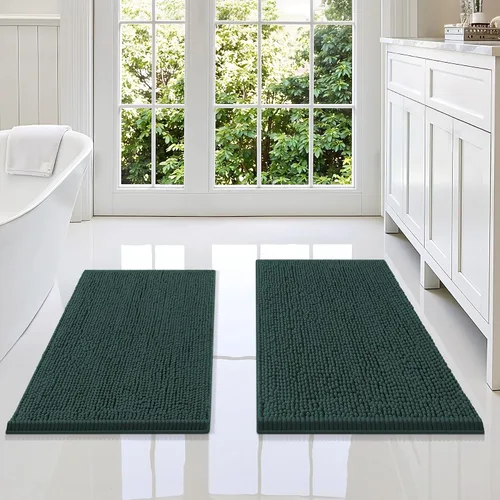 Vista 100 de Juego de alfombras de baño Smiry de 2 piezas, suave alfombra absorbente de chenilla y juego de alfombra en forma de U para inodoro, alfombra de baño