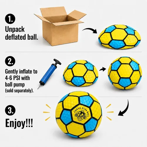 Vista 5 de Safe Sport Gear Curve Star Swerve Star Balón de Fútbol - Balón Súper Curvado para Niños y Niñas - Divertido Regalo de Fútbol para Niños
