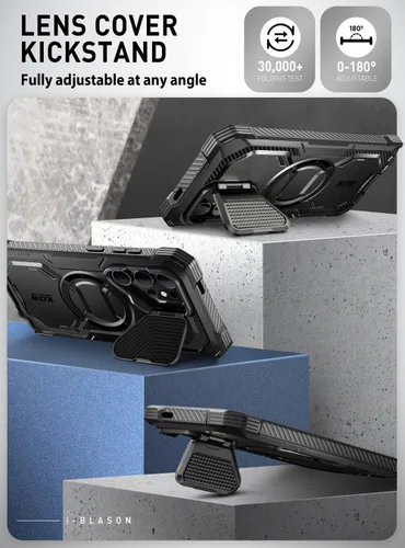 Vista 6 de i-Blason Armorbox - Funda MagSafe para Samsung Galaxy S24 Ultra con cubierta de cámara con soporte [compatible con cargador inalámbrico] Funda