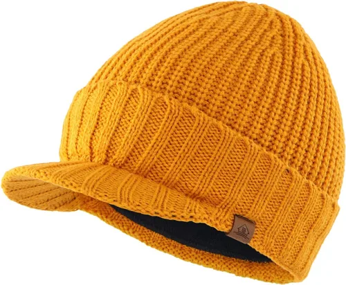 Vista 12 de Home Prefer - Gorro de invierno para hombre de punto grueso con visera, gorro tipo newsboy