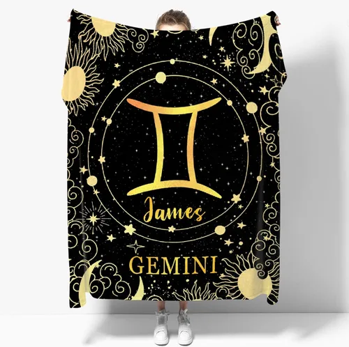 Vista 11 de Manta personalizada de acuario, manta de franela suave con horóscopo, acogedora y ligera para sofá y cama, regalo práctico, unisex, talla XS, 40 x