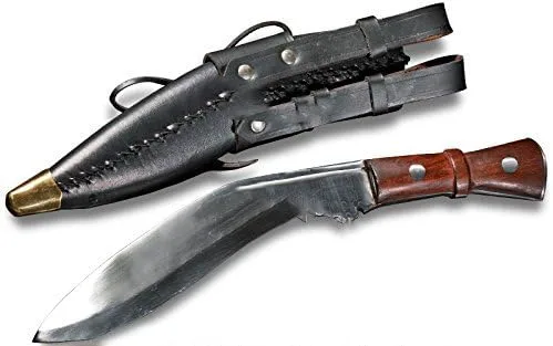 Vista 2 de Medieval Warrior Nepal Kukri Machete Full Tang Cuchillo de hoja fija que lleva la funda