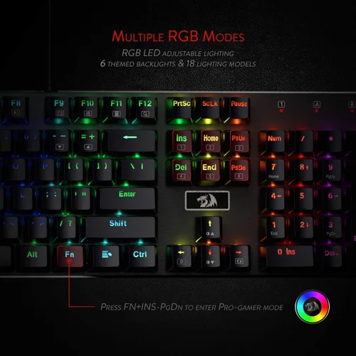 Vista 3 de Redragon Teclado mecánico para juegos K556 RGB M908 MMO Gaming Mouse Bundle