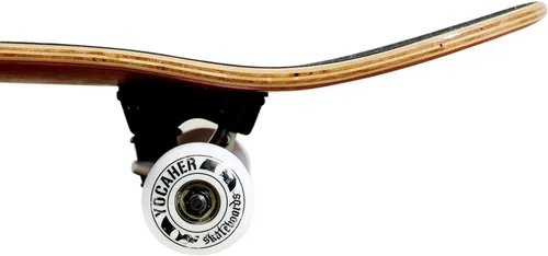 Vista 5 de Patineta completa Pro Yocaher en blanco, madera natural