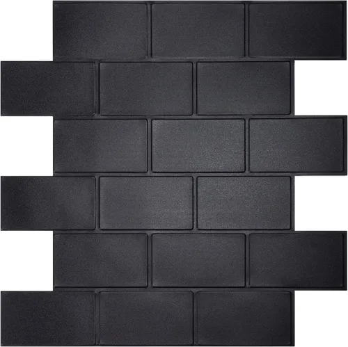 Vista 11 de Azulejos negros mate para despegar y pegar estilo metro para cocina, diseño más grueso, azulejos adhesivos para pegar en la sala de estar, azulejos