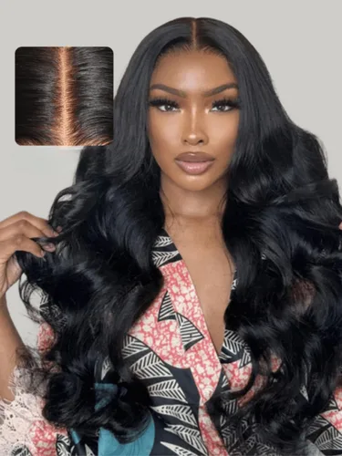 Vista 24 de Nadula Peluca Precortada 13x4 HD Ondas Sueltas Castaño Ombré Marrón con Cordón Cabello Humano con Flequillo Face Framing, Peluca Frontal de Encaje