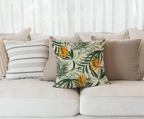 Vista 51 de Solekla Funda de almohada cuadrada de lino y algodón con flores blancas y negras, funda de cojín decorativa para sofá de 18 x 18 pulgadas Sl157
