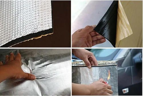 Vista 7 de Car Engine Heat Mat Sound-Absorbing Pad Shield Noise Insulation Hood Silver 2X8