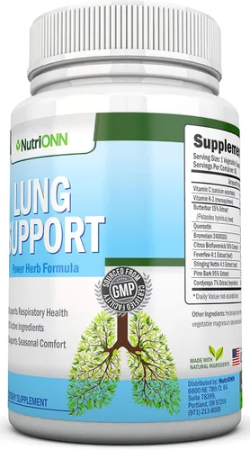 Vista 9 de NutriONN Desintoxicación y limpieza pulmonar - Ideal para fumadores - Extra fuerte - Suplementos 100% herbarios de salud pulmonar - Apoyo