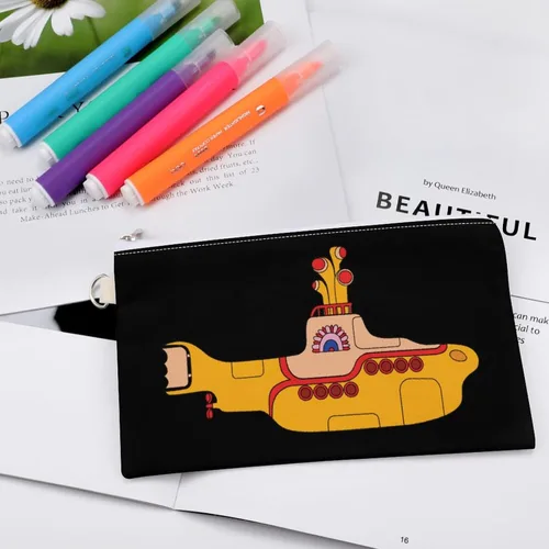 Vista 4 de Divertido monedero submarino amarillo monedero lona cero cartera maquillaje joyería organizador bolsa tarjetas titular para las mujeres