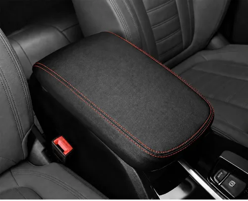 Vista 40 de Great-luck Funda de cuero para consola central, almohadilla para reposabrazos, accesorios de cubierta de caja (costuras rojas) para BMW X1 2023 2024