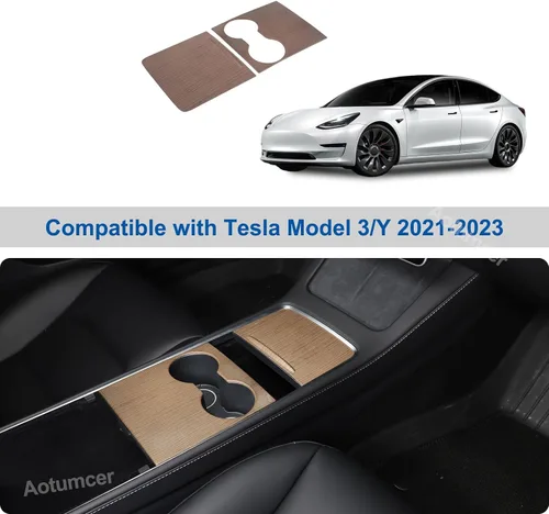 Vista 6 de Kit de cubierta de consola central, cubierta de consola central de ABS para Tesla Model 3 2021-2023, a prueba de líquidos, protección UV, lujosa