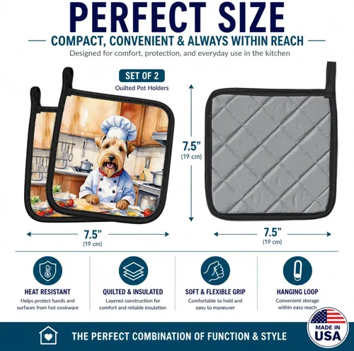 Vista 163 de Caroline's Treasures Havanese The Chef Par de Agarraderas para Ollas de Cocina Resistentes al Calor Juegos de Agarraderas para Ollas Almohadillas