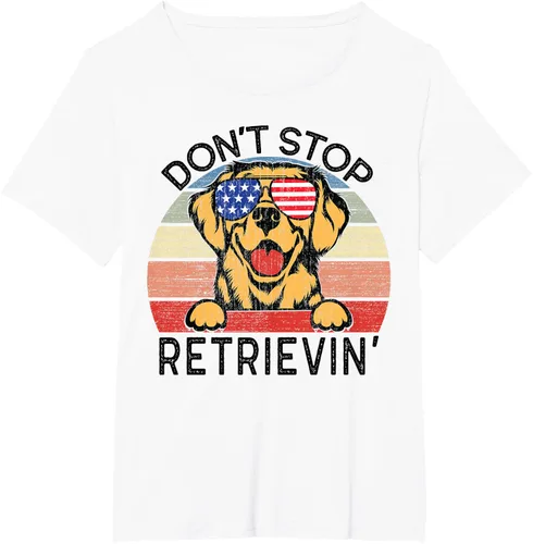 Vista 28 de Golden Retriever Dog Don't Stop Retrievin' Camiseta, Gris