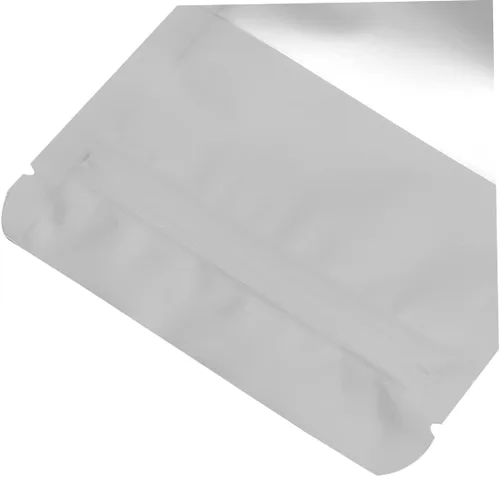 Vista 4 de 100 bolsas aluminizadas con cremallera con ventana transparente, bolsas selladas para alimentos blancos para almacenamiento para frutos secos, té