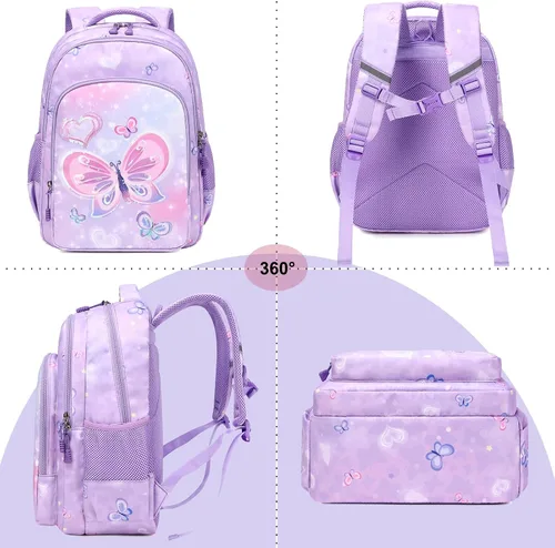 Vista 10 de Juego de mochila para niñas con diseño de unicornio, mochila escolar para niños, mochila para libros para niñas, set 3 en 1, regreso a clases