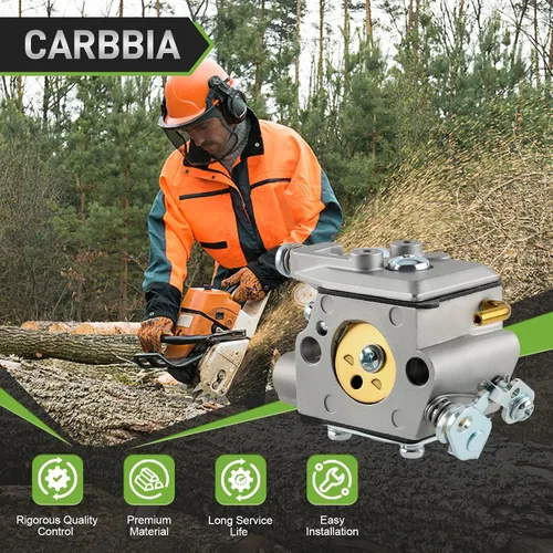 Vista 6 de 309376002 Carburador para motosierra de gas Ryobi RY3714 RY3716 Carb with Gasket Fuel Filter Fuel Line Hose Spark Plug Primer Bulb Adjustment Tool
