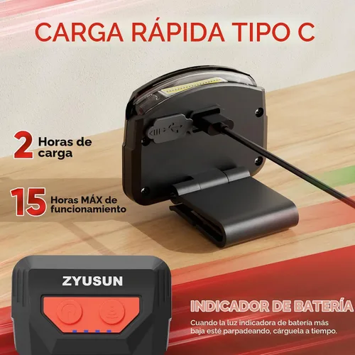 Vista 5 de Juego de 2 linternas recargables para gorra, lámparas portátiles, con clip para sombrero con sensor de movimiento, ligeras, resistentes al agua
