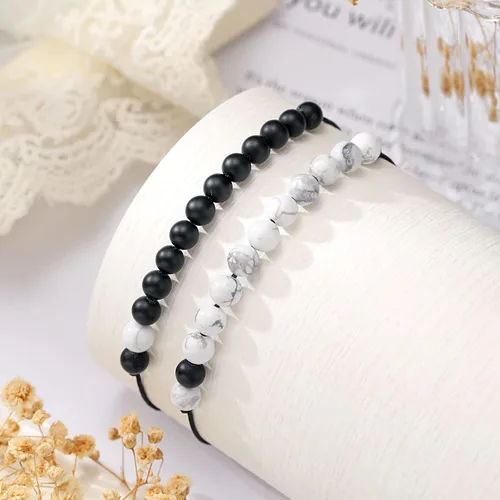 Vista 3 de UNGENT THEM - Pulseras Pinky Promise para parejas o mejores amigos juego de pulseras para relaciones a distancia bisutería de regalo para mujeres