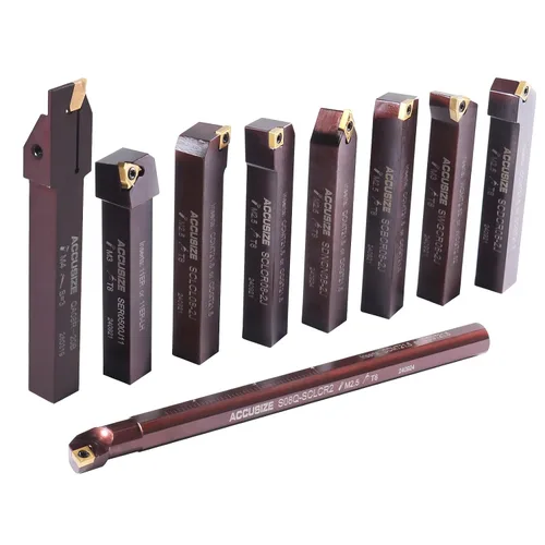 Vista 6 de Accusize Industrial Tools 1/2" 9 piezas/juego, herramientas de torneado de carburo indexables y barra de mandrinar, 2988-0012 1/2" Shank 9pc