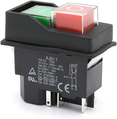 Vista 6 de KLD28/KJD17 KLD28A/KJD17A Interruptores de botón de arranque electromagnético Equipo de máquina herramienta IP55 impermeable seguridad bruja 28A