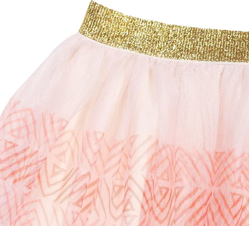 Vista 6 de Disney Princess Moana Frozen - Conjunto de 3 piezas de camiseta de tul con falda de malla y coletero para niñas pequeñas a grandes
