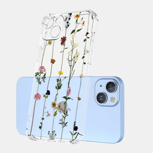 Vista 5 de Funda para Samsung Galaxy A13 4G/A13 LTE 4G (no A13 5G), SM-A135F, con protector de pantalla, funda transparente con patrones de jardín de flores