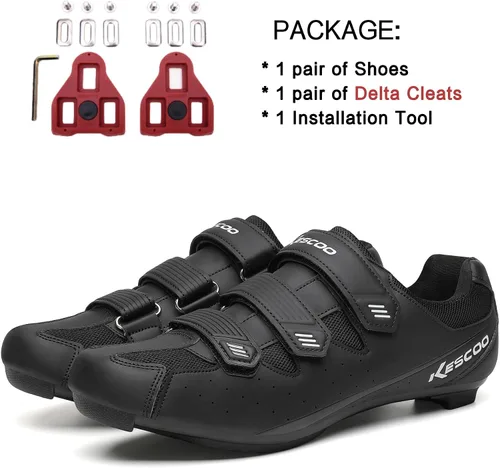 Vista 2 de Zapatos de ciclismo unisex compatibles con Peloton Bike Indoor Road Bike Zapatos de equitación con tacos Delta preinstalados para hombres y mujeres