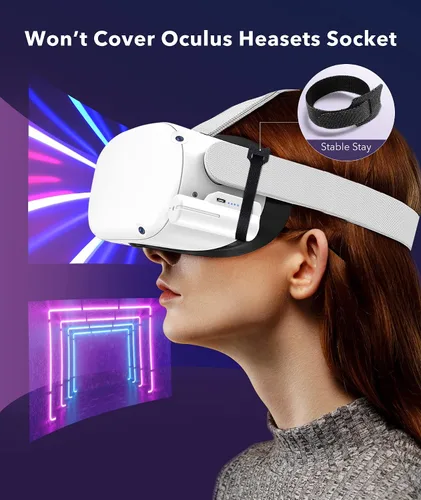 Vista 5 de 5000mah Battery Pack fit for Meta Oculus Quest 2 & Elite Head Strap, Lightweight Portable VR Power Charger Battery Extender Rechargeable Meta