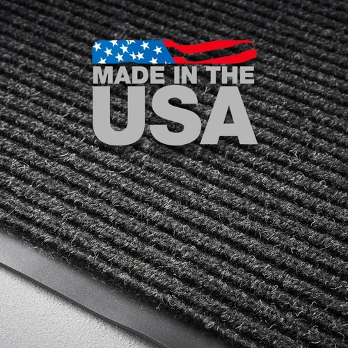 Vista 3 de Consolidated Plastics Brush Dry Mat fabricado en Estados Unidos, tapete comercial resistente para entradas de interior/exterior, parte trasera Carbón