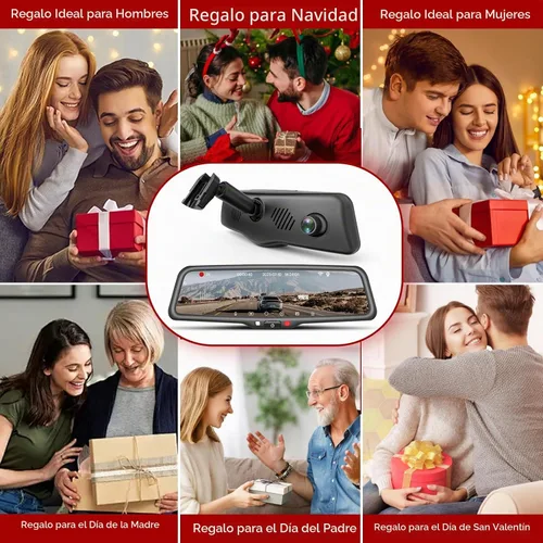 Vista 5 de KBD Cámara de espejo retrovisor OEM para automóvil con SD, frontal de 2K y trasera de 1080P de 9.66'' con cámara de respaldo, pantalla táctil