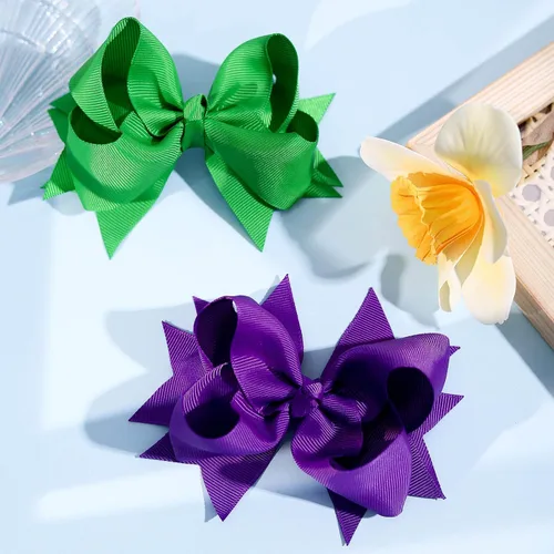 Vista 9 de 20 unidades de Oaoleer, pinzas de cocodrilo con lazos de grogrén en capas de 11.4 cm, accesorios para el cabello para bebés, niñas pequeñas, niños