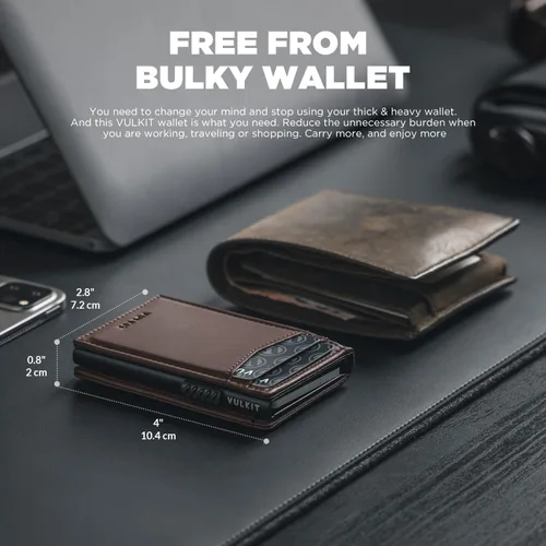 Vista 35 de VULKIT Billeteras delgadas para hombre, con bloqueo RFID, diseño minimalista con capacidad para hasta 11 tarjetas, Negro -, Minimalista