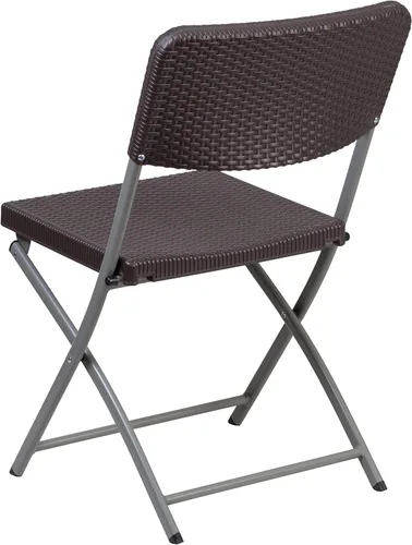 Vista 5 de Flash Furniture Silla plegable de ratán marrón serie HERCULES con marco gris