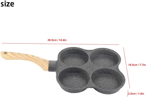 Vista 7 de Yitengteng Sartén profesional de 4 agujeros para el desayuno con 4 orificios, sartén antiadherente para panqueques, sartén para panqueques de 4