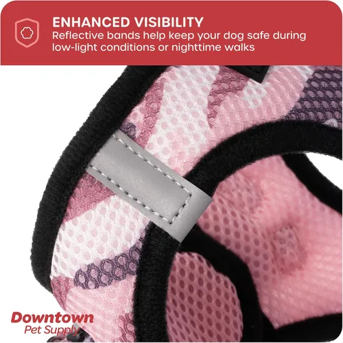 Vista 208 de Downtown Pet Supply Arnés para perro Step-in – Sin tirones, malla acolchada ajustable con ribete reflectante, correa de hebilla segura – Arnés