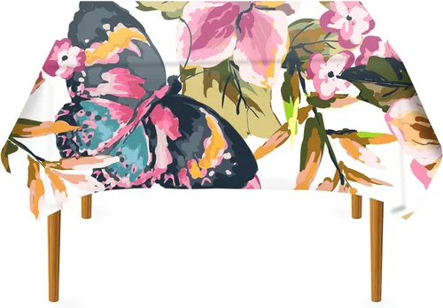 Vista 50 de Pomp - Mantel premium de poliéster con estampado abstracto de 52 x 52 pulgadas cuadradas Tela de fácil cuidado, resistente a arrugas y manchas
