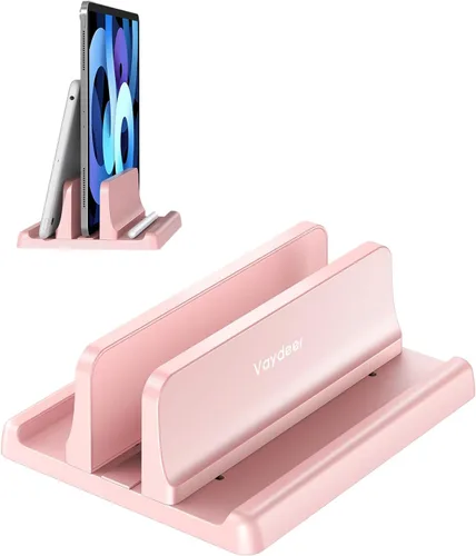 Vista 9 de Vaydeer Soporte vertical para laptop, soporte organizador de plástico ajustable para computadora de escritorio, para ahorrar espacio, 3 en 1