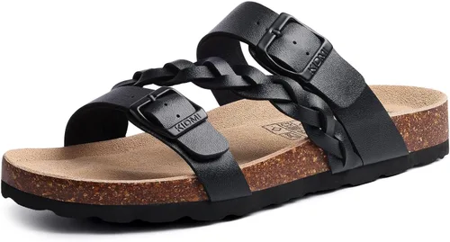 Vista 11 de KIDMI Sandalias con plantilla de corcho para mujer con soporte de arco, cómodas sandalias deslizantes con hebilla ajustable para el verano