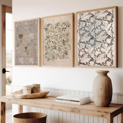 Vista 8 de Tanmart Arte de pared botánico vintage, lienzo floral antiguo, arte de pared, impresiones de flores neutrales, póster vintage de granja, pintura