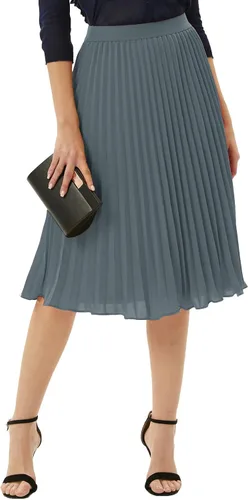 Vista 129 de GRACE KARIN - Falda plisada de gasa para mujer, con cintura alta y elástica, vuelo, corte acampanado y longitud por debajo de la rodilla
