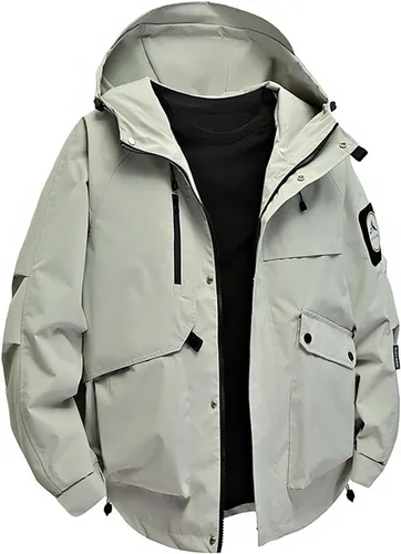 Vista 8 de Chaqueta de esquí impermeable para hombre, resistente al viento, abrigo de invierno con forro polar con capucha para escalar y romper el viento