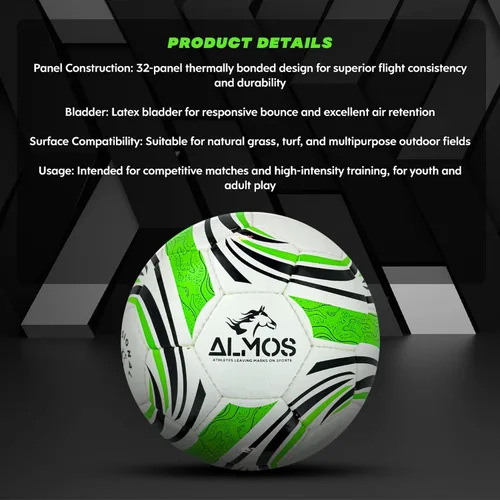 Vista 3 de Almos Balón de fútbol profesional – para partido de club, entrenamiento, rendimiento de partido, fútbol en interiores y exteriores, adecuado
