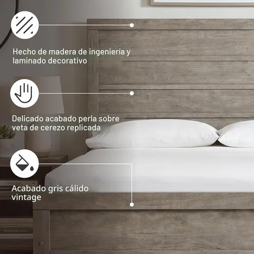 Vista 4 de Signature Design by Ashley Culverbach Farmhouse - Marco de cama de panel