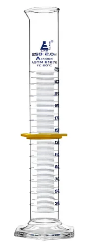 Vista 14 de Cilindro graduado, 33.8 fl oz - ASTM, tolerancia clase A ±3.0.0 fl oz - Collar protector, base hexagonal - Graduaciones azules - Vidrio