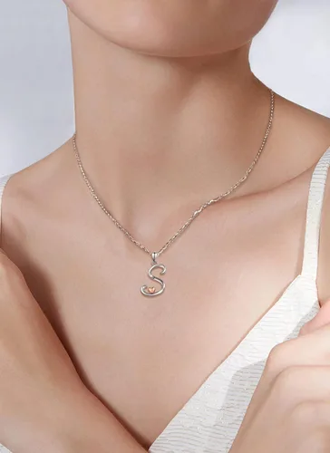 Vista 5 de CELESTIA Collares con iniciales de plata de ley 925, 26 letras con corazón de oro rosa, cadena de 18 pulgadas