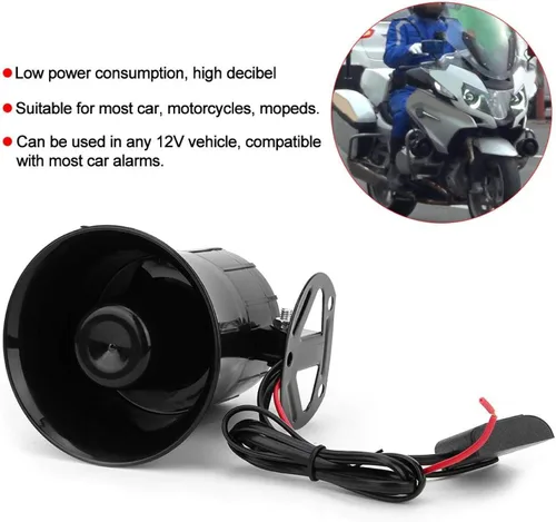 Vista 5 de Acouto 12V 30W Car 3 Tonos Bocina Altavoz Motocicleta Megáfono de advertencia electrónica Sirena Ambulancia Blaring para bocina de coche 12V Altavoz