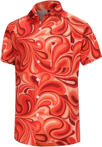 Vista 137 de KYKU - Camisa hawaiana funky para hombre, ropa tropical para vacaciones en Palm Beach